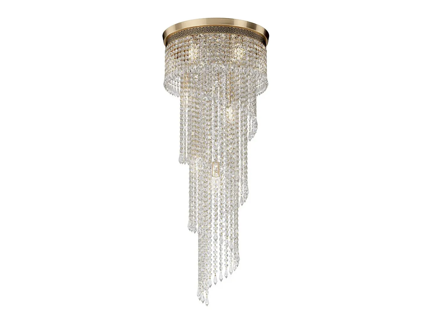 Cascade Araña Oro Antiguo & Cristal, 12 Luces, E14