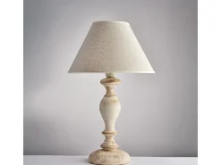 Cascina Lume en madera blanca y gris tórtola 1 luz con pantalla dm.35 H.57 Ø35 BL265-LM-BT