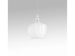 Cleofe - Lámpara colgante de cristal transparente y blanco - Casquillo 1XE27, estilo vintage, IP20, 1XE27 máx 1X60W, d.24cm, bombillas excluidas