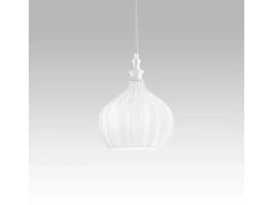 Cleofe - Lámpara colgante de cristal transparente y blanco - Casquillo 1XE27, estilo vintage, IP20, 1XE27 máx 1X60W, d.23cm, bombillas excluidas