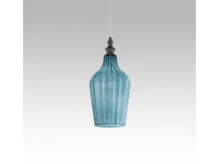 Cleofe lámpara colgante cristal negro cobalto casquillo E27 estilo vintage IP20 d.18cm bombilla no incluida