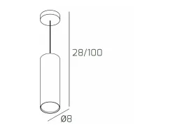 Cloud Sospensione Tubo H.25 1 Luce Bianco
