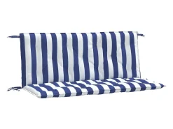 Cojines banco jardín 2 uds tela a rayas azul blanco 120x50x7 cm ES451400