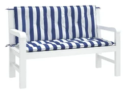 Cojines banco jardín 2 uds tela a rayas azul blanco 120x50x7 cm ES451400