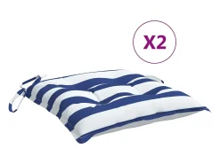 Cojines de silla 2 unidades tela Oxford rayas azul blanco 50x50x7 cm