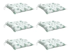 Cojines de silla 6 unidades tela Oxford estampado hojas 50x50x7 cm