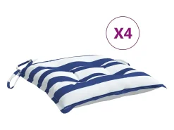 Cojines de silla 4 unidades tela Oxford rayas azul blanco 50x50x7 cm