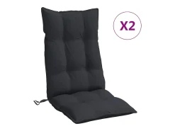 Cojines de silla con respaldo alto 2 unidades tela Oxford negro