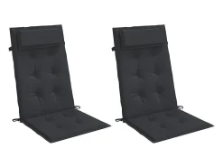 Cojines de silla con respaldo alto 2 unidades tela Oxford negro