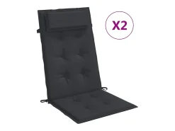 Cojines de silla con respaldo alto 2 unidades tela Oxford negro