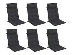 Cojines de silla con respaldo alto 6 unidades tela Oxford negro