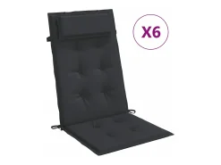 Cojines de silla con respaldo alto 6 unidades tela Oxford negro