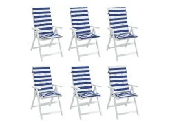 Cojines de silla de respaldo alto 6 unidades tela rayas azul&blanco