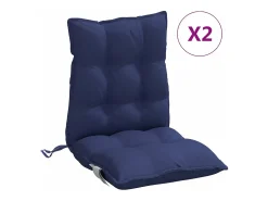 Cojines de silla de respaldo bajo 2 unidades tela azul marino