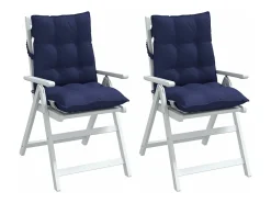 Cojines de silla de respaldo bajo 2 unidades tela azul marino