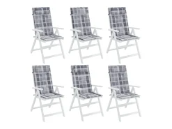 Cojines de silla respaldo alto 6 unidades tela Oxford a cuadros gris