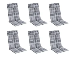 Cojines de silla respaldo alto 6 unidades tela Oxford a cuadros gris