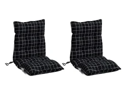 Cojines de silla respaldo bajo 2 unidades tela Oxford cuadros negro