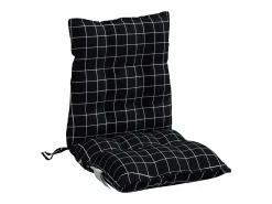 Cojines de silla respaldo bajo 2 unidades tela Oxford cuadros negro