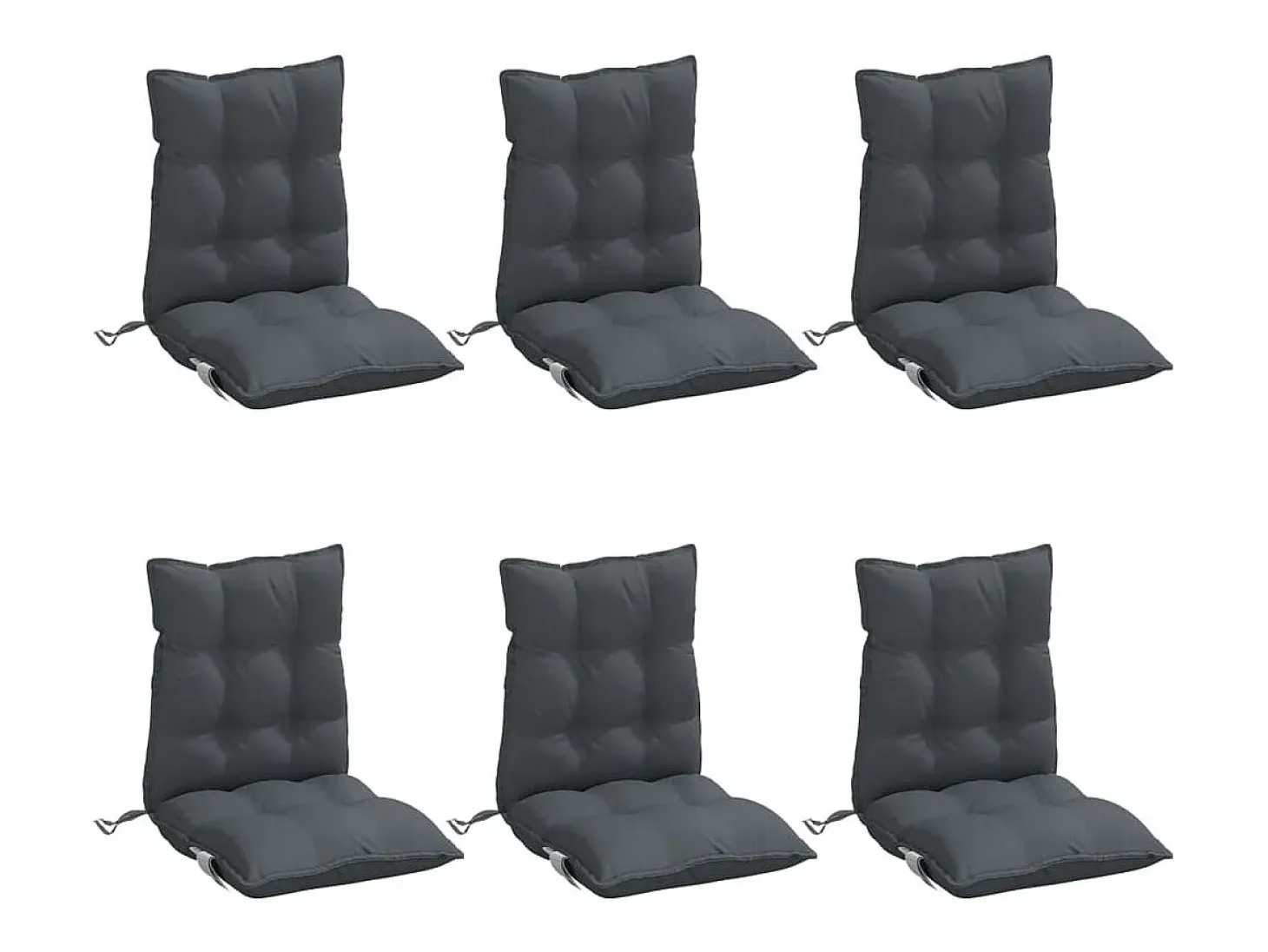 Cojines de silla respaldo bajo 6 unidades tela Oxford gris antracita