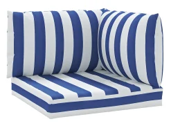 Cojines para palés 3 piezas tela Oxford azul y blanco a rayas ES847976