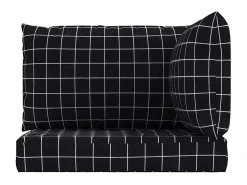 Cojines para palés 3 piezas tela Oxford a cuadros negros ES923432