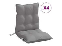 Cojines para silla con respaldo bajo 4 unidades tela Oxford gris