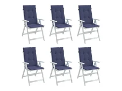Cojines para silla con respaldo alto 6 unidades tela azul marino