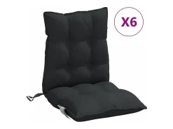 Cojines para silla con respaldo bajo 6 unidades tela Oxford negro