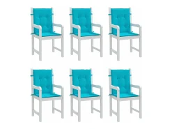 Cojines para silla con respaldo bajo 6 unidades tela turquesa