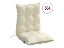 Cojines para silla con respaldo bajo 4 unidades tela Oxford crema