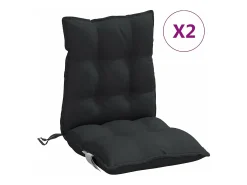 Cojines para silla con respaldo bajo 2 unidades tela Oxford negro