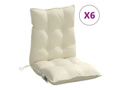 Cojines para silla con respaldo bajo 6 unidades tela Oxford crema