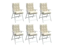 Cojines para silla con respaldo bajo 6 unidades tela Oxford crema