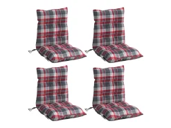 Cojines para silla respaldo bajo 4 unidades tela Oxford cuadros rojo