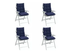 Cojines para silla respaldo bajo 4 unidades tela Oxford azul marino