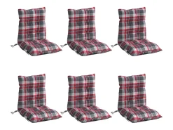 Cojines para silla respaldo bajo 6 unidades tela Oxford cuadros rojo
