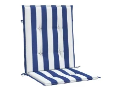 Cojines silla de respaldo bajo 2 unidades tela a rayas azul y blanco