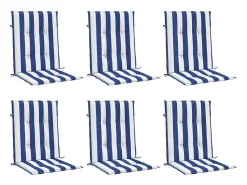 Cojines silla de respaldo bajo 6 unidades tela a rayas azul y blanco
