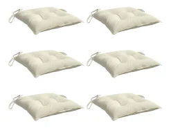 Cojines sillas de jardín 6 unidades tela Oxford crema 50x50x7 cm