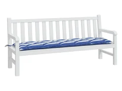 Cojín banco jardín tela Oxford a rayas azul y blanco 180x50x7cm ES270883