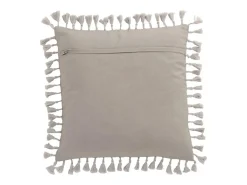 Cojín cuadrado de estilo marroquí con flecos de terciopelo gris, 45 x 45 cm.