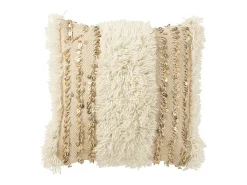 Cojín cuadrado de poliéster beige 45x45x12 cm