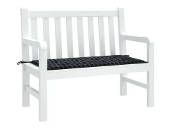 Cojín de banco de jardín tela Oxford a cuadros negro 120x50x3cm ES392487