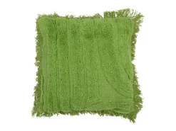 Cojín de lana verde con mechones 45x45x12 cm
