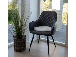 Cojín de silla Laila, imitación piel de cordero Ø35 cm natural.