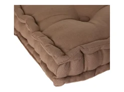 Cojín de Suelo de Algodón Taupe 40 x 40 cm con Botones y Asa