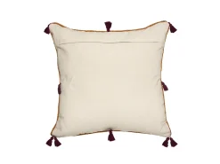 Cojín Decorativo "Namaste" 50x50cm Marfil con Pompones y Bordado