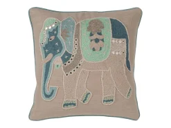 Cojín elefante de algodón gris/azul 45x45x15 cm