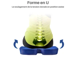 Cojín Ergonómico de Asiento en Forma de U - Carbón de Bambú - 46x37x6 - INPHYSIO